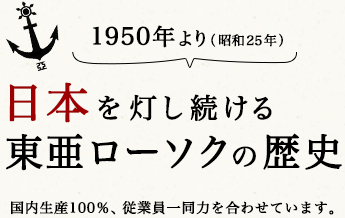 1950年より（昭和25年）日本を灯し続ける東亜ローソクの歴史